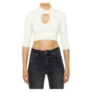 Ivoor Ribbeldetail Crop Top The Attico , Beige , Dames