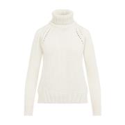 Geribbelde Turtleneck Trui Fabiana Filippi , Beige , Dames