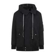 Zwarte Hooded Lange Bomberjas Rick Owens , Black , Heren