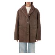 Shearling Jas Taupe Aw24 Loulou Studio , Brown , Dames