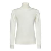 Witte Geribbelde Coltrui Sweater Drumohr , White , Dames