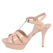 Leather sandals Saint Laurent , Pink , Dames