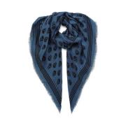 Skull Logo Biker Sjaal Alexander McQueen , Blue , Dames