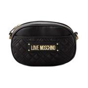 Gewatteerde Crossbody Tas Zwarte Schoudertas Moschino , Black , Dames