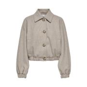 Life Collar Jacket in Taupe/Melange Only , Beige , Dames