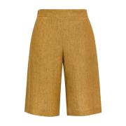 Faded Linen Wide-Leg Trousers Maliparmi , Yellow , Dames