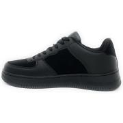 Zwarte Leren Veterschoenen Met Platte Zool Kappa , Black , Dames