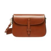 Leren Crossbody Tas met Jacquard Band Max Mara Weekend , Brown , Dames