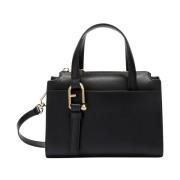 Zwarte leren satchel handtas Furla , Black , Dames