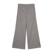 Melange Grijs Wollen Wijde Broek LOW Classic , Gray , Dames