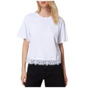 Kanten Cropped T-shirt Twinset , White , Dames