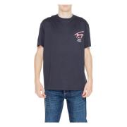 Zwart Bedrukt Ronde Hals T-Shirt Mannen Tommy Hilfiger , Black , Heren