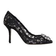 Zwarte Kant Pumps Elegante Hakken Dolce & Gabbana , Black , Dames