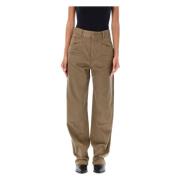 Bronze Groene Katoenen Hoge Taille Broek Isabel Marant , Brown , Dames