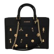 Zwarte Schoudertas met Kettinghandvat Love Moschino , Black , Dames