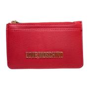 Rode Synthetisch Leren Portemonnee met Rits Love Moschino , Red , Dame...