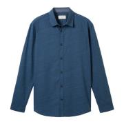 Casual Gestreept Shirt Marineblauw Tom Tailor , Blue , Heren