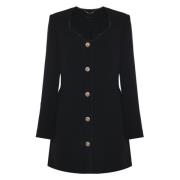 Metallic Button Blazer Jurk Kocca , Black , Dames