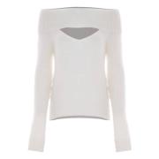 Mohair Wol Cut-Out Hals Jumper Kocca , White , Dames