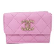 Pre-owned Leather wallets Chanel Vintage , Pink , Dames