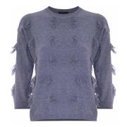 Charming Fringed Crew Neck Jumper Kocca , Gray , Dames