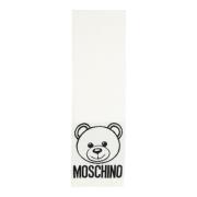 Wollen sjaal met logodetail Moschino , White , Dames