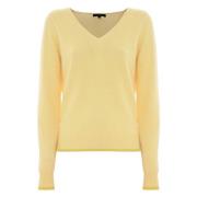 Angora Wol V-Hals Trui Kocca , Yellow , Dames