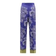 Blauwe Zijden Broek met Iconisch Print Etro , Multicolor , Dames