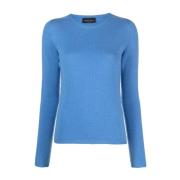 Kasjmier Pullover Girocollo Stijl Roberto Collina , Blue , Dames