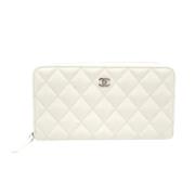 Pre-owned Leather wallets Chanel Vintage , White , Dames