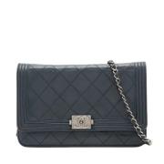 Pre-owned Leather chanel-bags Chanel Vintage , Blue , Dames