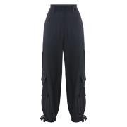 Viscose broek met trekkoord en zakken Kocca , Black , Dames