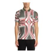 Abstract Multicolor Polo Shirt Logo Detail Emporio Armani EA7 , Multic...