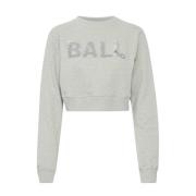 Grijze Cropped Sweatshirt met Paillet Logo Ball , Gray , Dames