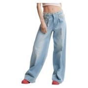 Beaded Wide Leg Jeans Kocca , Blue , Dames