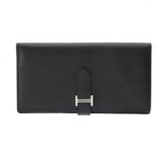 Pre-owned Leather wallets Hermès Vintage , Black , Dames