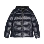 Blauwe Pufferjas met Glanzende Afwerking Save The Duck , Blue , Heren