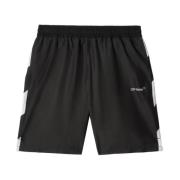 Diagonaal Logo Zwemshorts Zwart/Wit Off White , Black , Heren