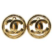 Pre-owned Metal earrings Chanel Vintage , Yellow , Dames