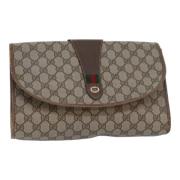 Pre-owned Leather clutches Gucci Vintage , Beige , Dames