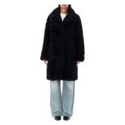 Zwarte Eco Shearling Jas Aw24 Stand Studio , Black , Dames