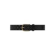 Stijlvol Zwart Leren Riem met Studs Depeche , Black , Dames