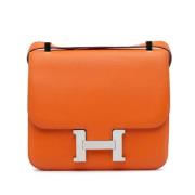 Pre-owned Leather shoulder-bags Hermès Vintage , Orange , Dames