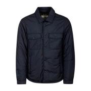 Blauwe Gewatteerde Jas Rits Logo Woolrich , Blue , Heren