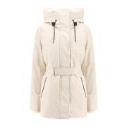 Witte Gewatteerde Nylonjas met Leren Details Mackage , Beige , Dames