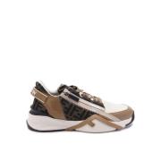 Wit Ice Flow Leren Stof Sneakers Fendi , Multicolor , Heren