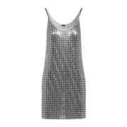 Houndstooth Zilver Zwart Mini Jurk Paco Rabanne , Gray , Dames