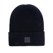 Blauwe Beanie met Label Fendi , Black , Heren