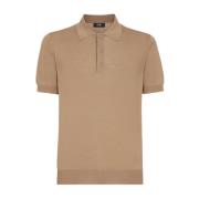 Bruine Wollen Poloshirt met FF Detail Fendi , Brown , Heren