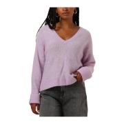 Paarse V-Hals Trui Elegant Comfort Moss Copenhagen , Purple , Dames